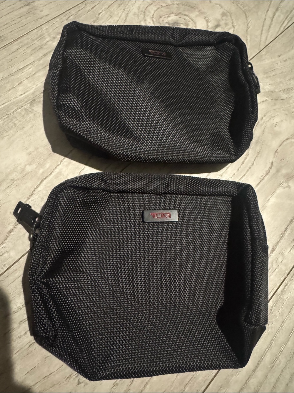 Tumi Black Nylon Toiletry Pouch Duo